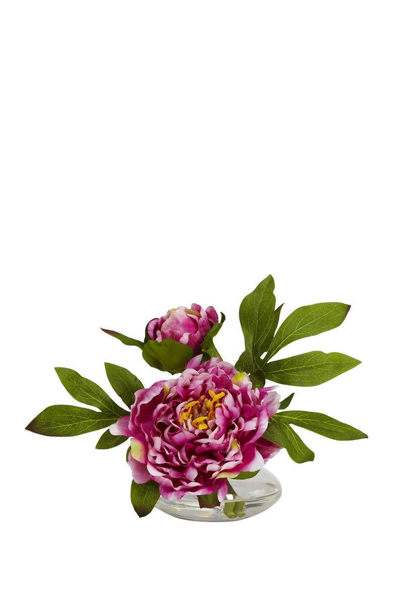 NEARLY NATURAL Peony Arrangement in Glass Vase - Set of 3, Alternate, color,