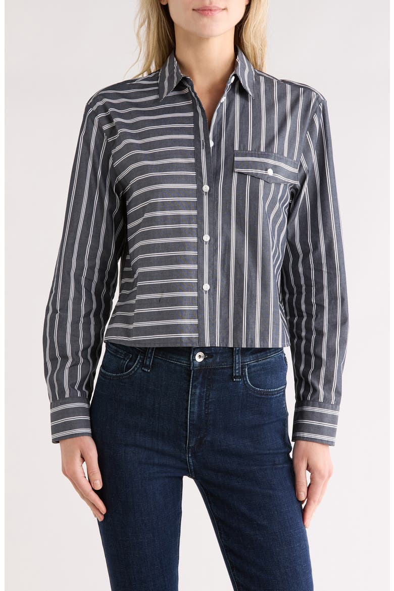 Mina Multistripe Button-Up Shirt, Main, color, NAVY MULTI