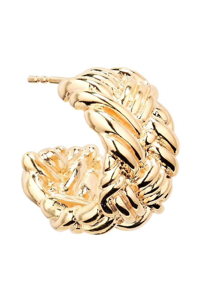 Intrecciato Huggie Hoop Earrings, Alternate, color, 8120 YELLOW GOLD