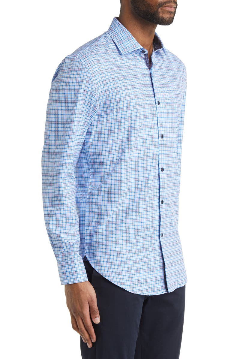 W.R.K Slim Fit Check Stretch Dress Shirt, Alternate, color, Blue/ Pink