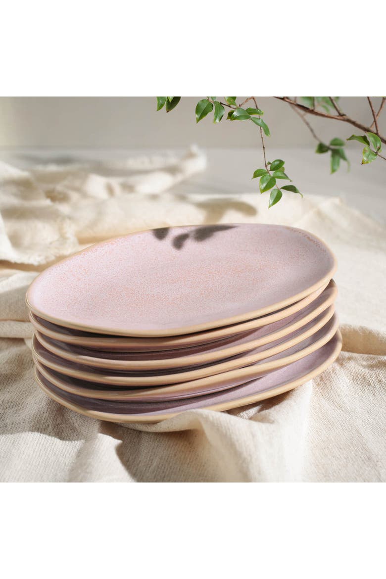 Oval Dessert Plate Set of 6, Alternate, color, Litchi