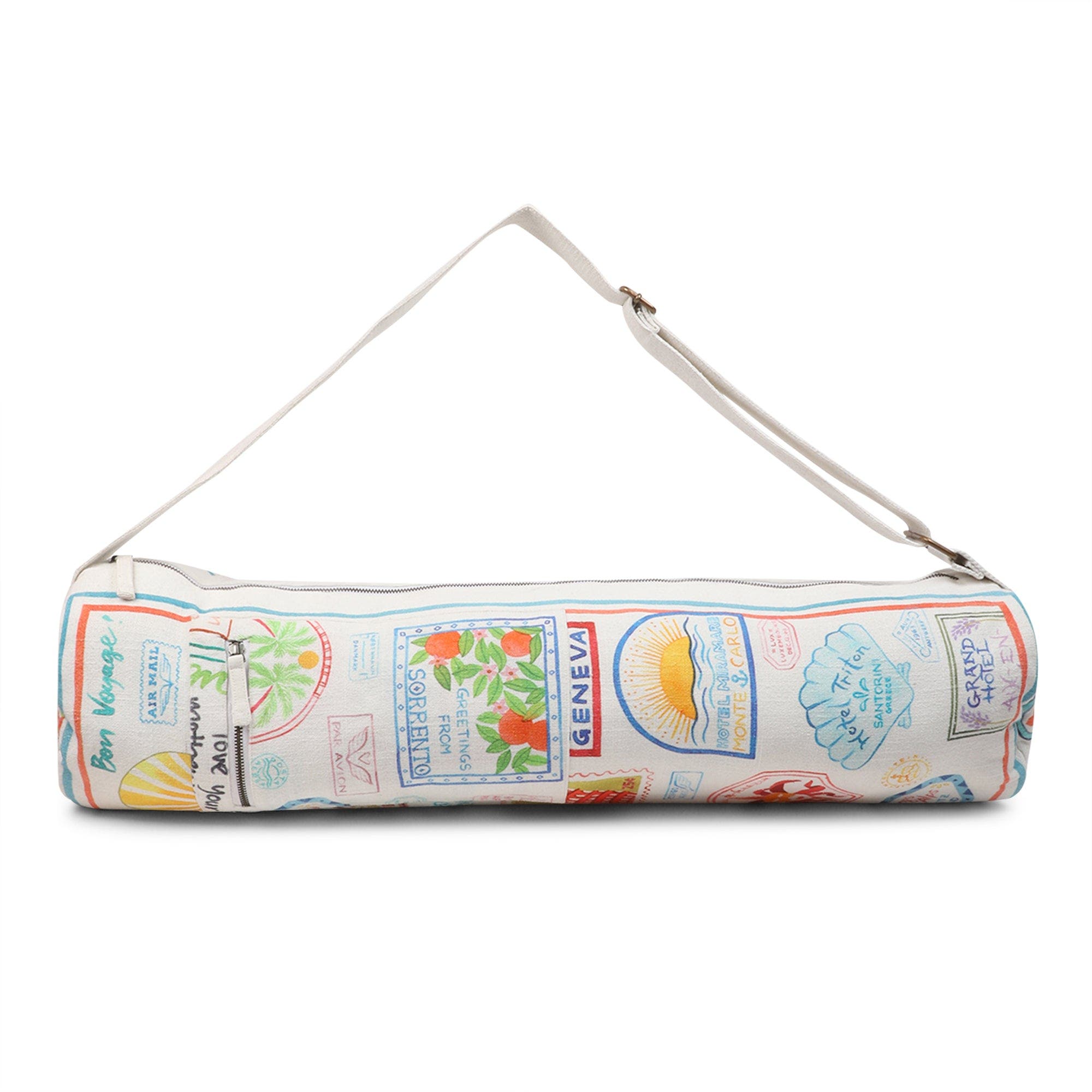 Vismaya Bon Voyage Yoga Mat Bag, Main, color, White Dove
