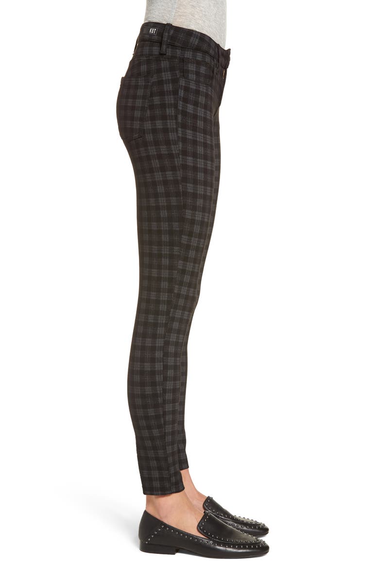 Diana Plaid Skinny Ponte Pants, Alternate, color, CHARCOAL GREY