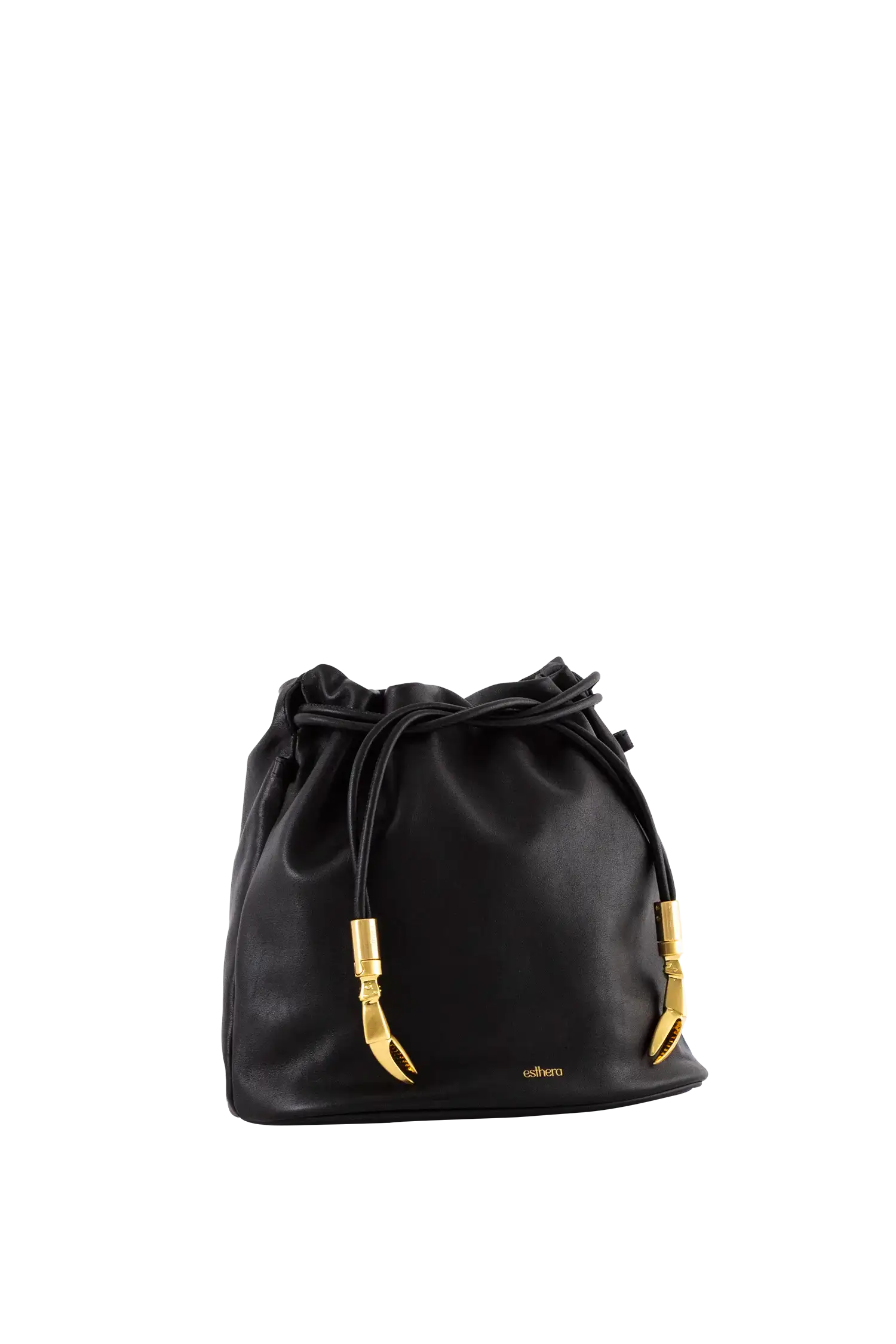 Leather Pouch Bag with Crab Claw, Alternate, color, Black