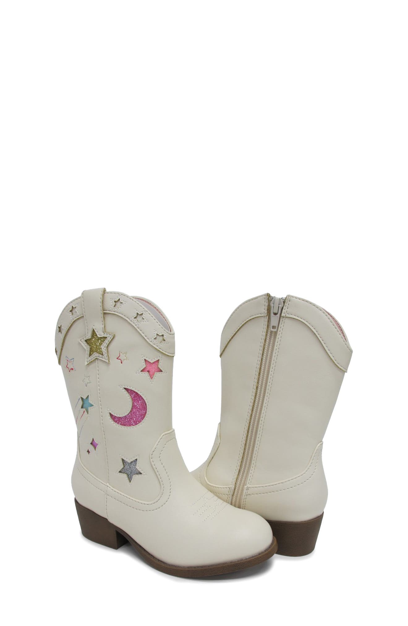 JELLYPOP Kids' Veronika Western Boot, Alternate, color, Off White Multi
