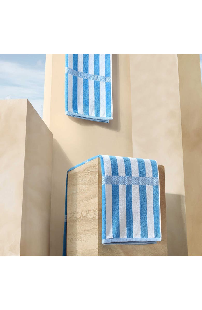 Calvin Klein Mingled Check Beach Towel, Alternate, color, Blue Jasper / White