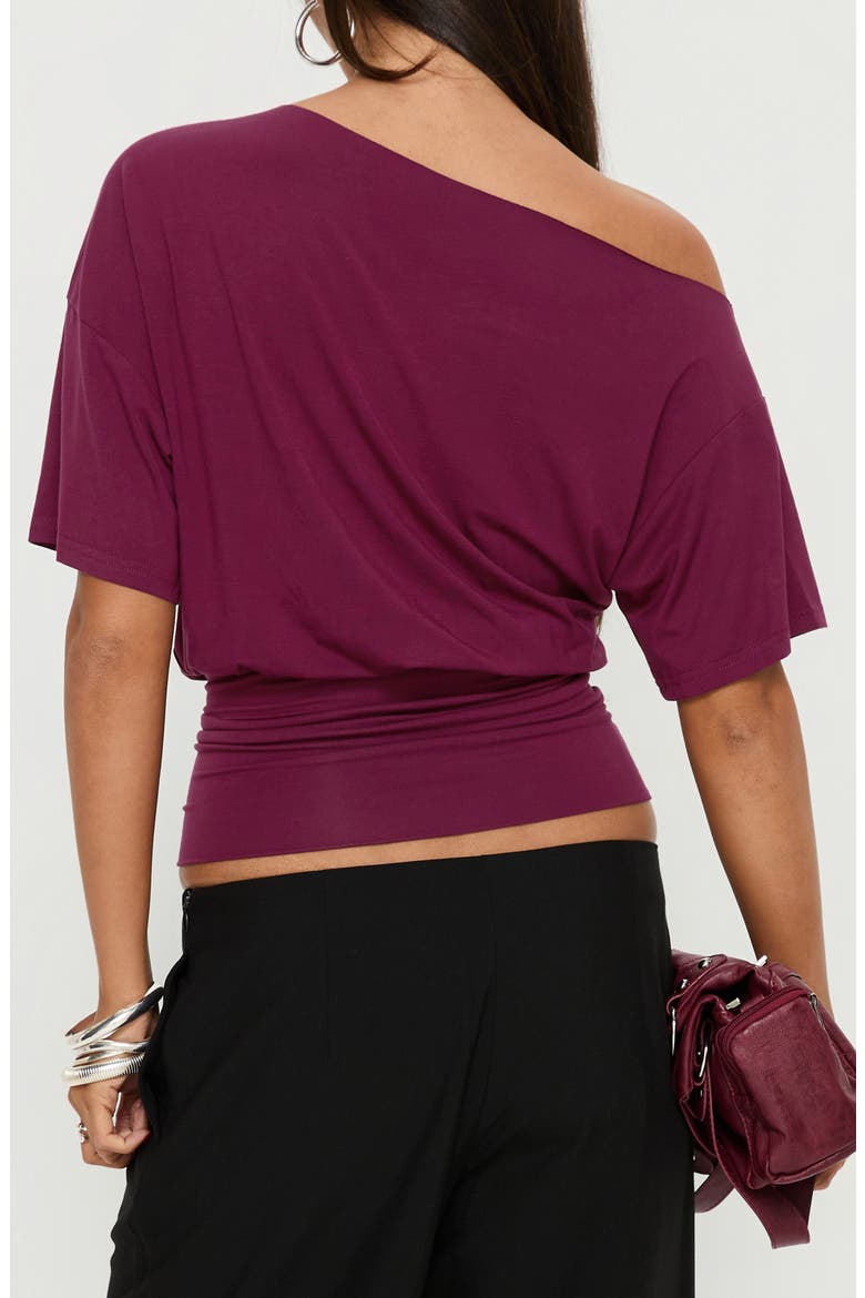 Ashlinn Off the Shoulder Drapey Crop Top, Alternate, color, CHERRY LACQUER