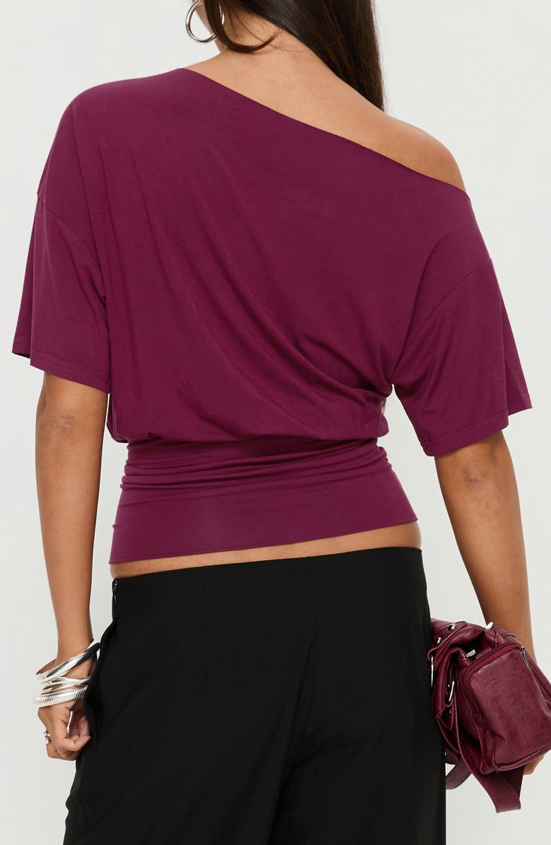 Princess Polly Ashlinn Off the Shoulder Drapey Crop Top, Alternate, color, Cherry Lacquer