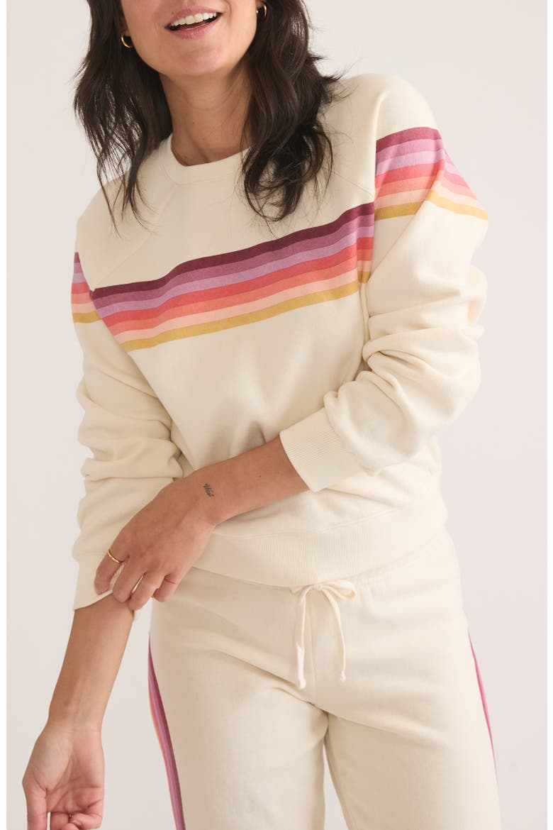 Anytime Stripe Sweatshirt, Main, color, ANTIQUE WHITE STRIPE