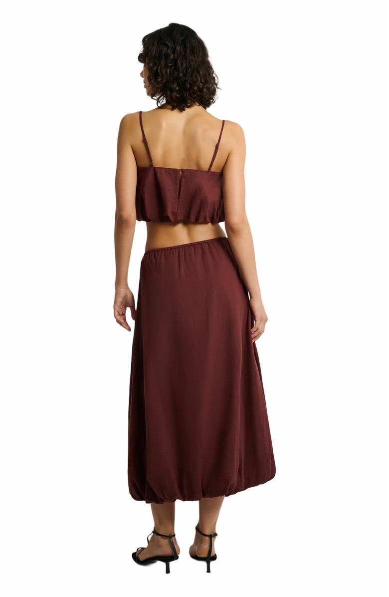 Onia Air Linen Bubble Maxi Skirt, Alternate, color, Rum