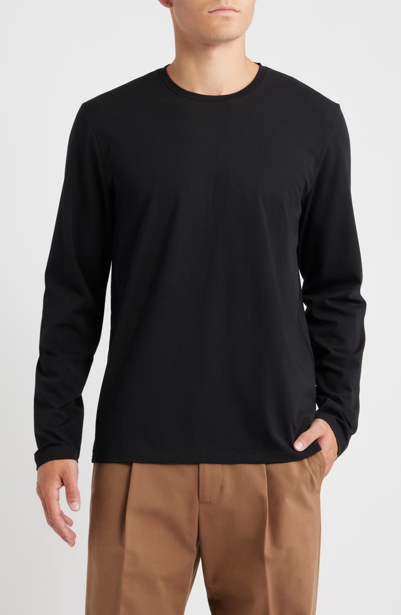 Open Edit Long Sleeve Cotton T-Shirt, Main, color, Black