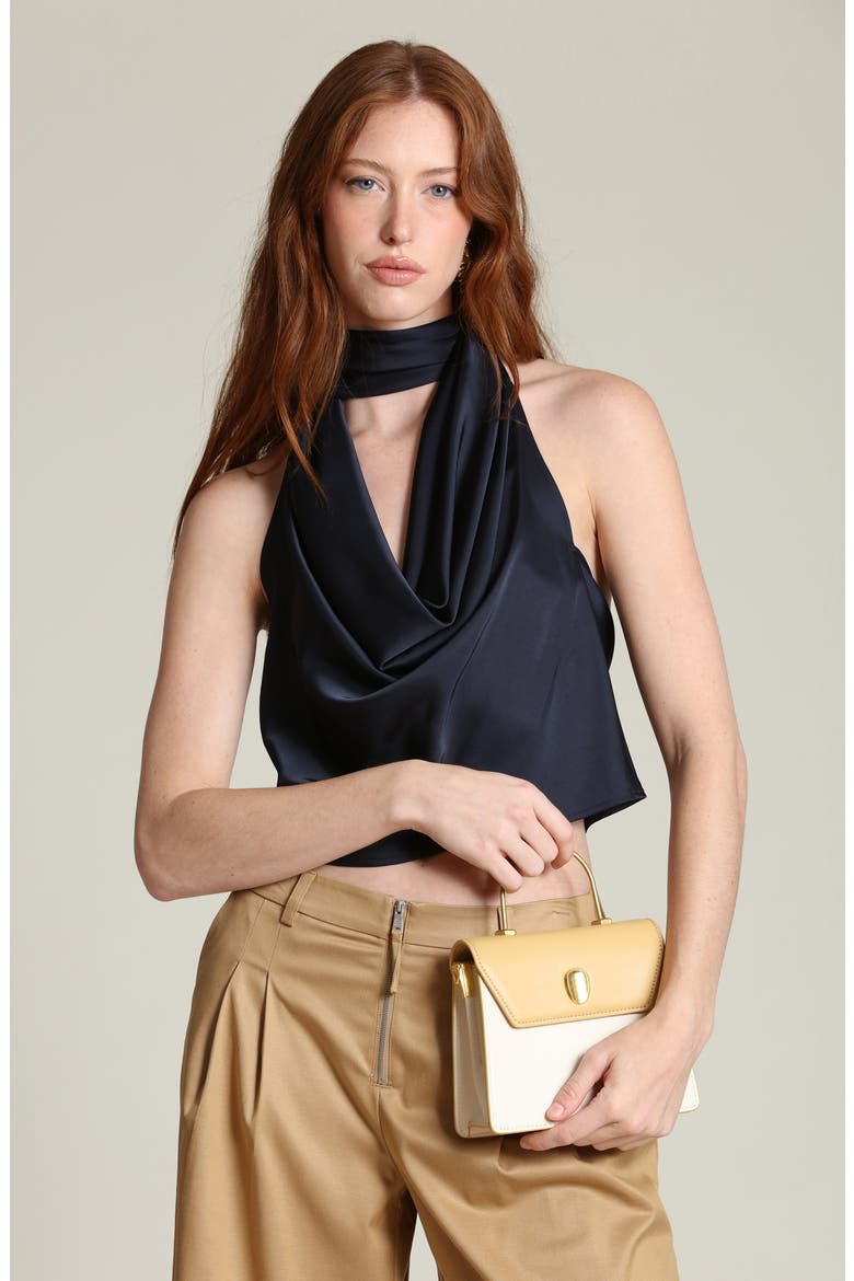 Satin Halter Top, Alternate, color, NAVY