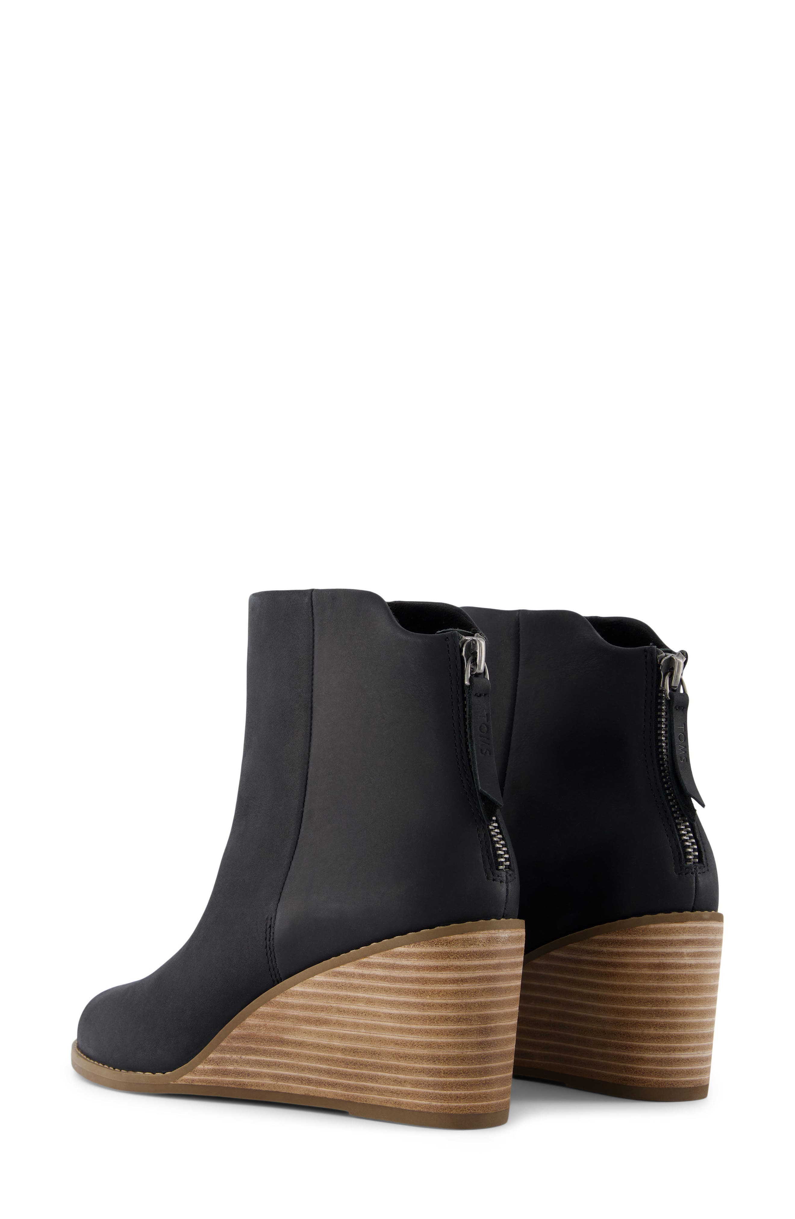 Casey Leather Wedge Boot, Alternate, color, BLACK