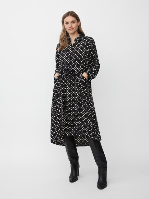MaNovany Long Sleeve Shirt Midi Dress