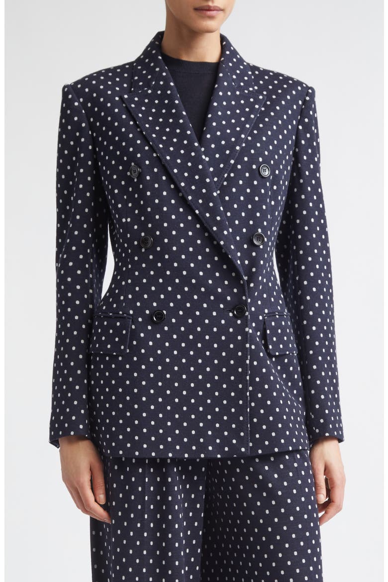 Double Breasted Dot Jacquard Knit Jacket, Main, color, ULTRAMARINE