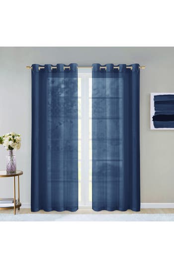 Dainty Home Sheer Set Of 2 Panel Curtains In Blue