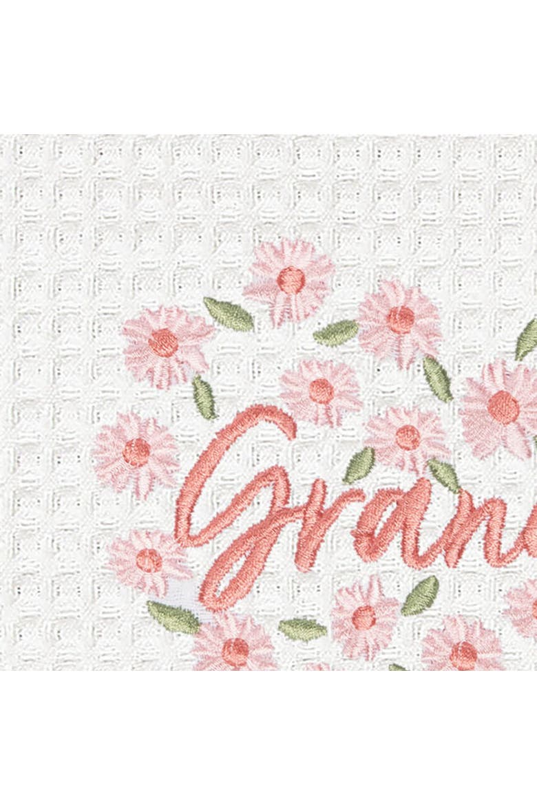 Grandma Mother's Day Floral Kitchen and Bathroom Embroidered Waffle Hand Towel, Alternate, color, Pink