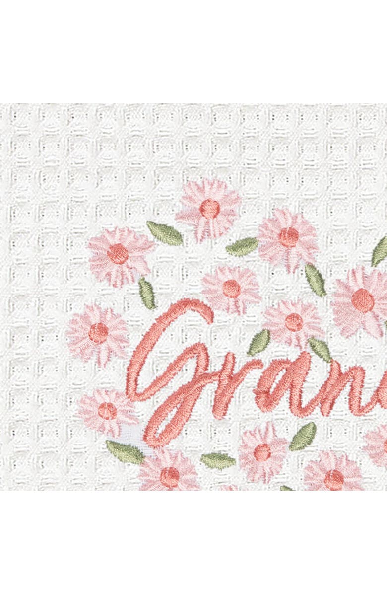 C&F Home Grandma Mother's Day Floral Kitchen and Bathroom Embroidered Waffle Hand Towel, Alternate, color, Pink