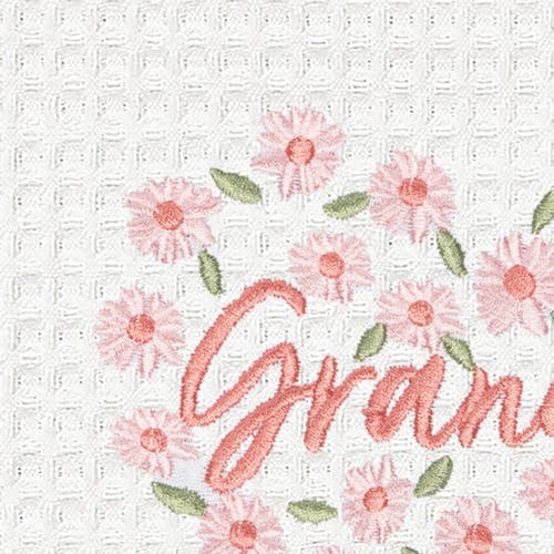 C & F Home C&f Home Grandma Mother's Day Floral Kitchen And Bathroom Embroidered Waffle Hand Towel In Pink