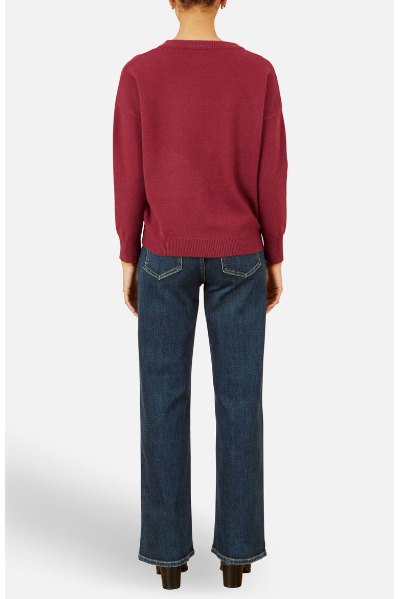 Sequin Bow Knitted Sweater, Alternate, color, Burgundy