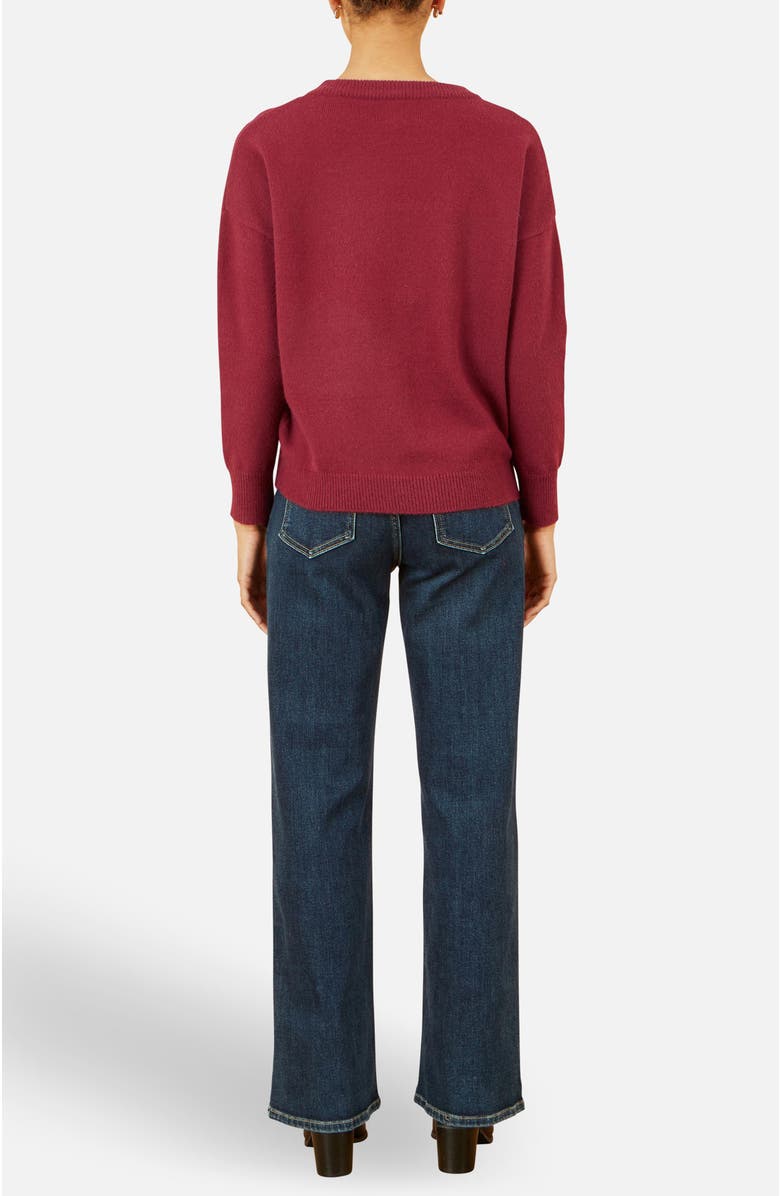 Yumi Sequin Bow Knitted Sweater, Alternate, color, Burgundy