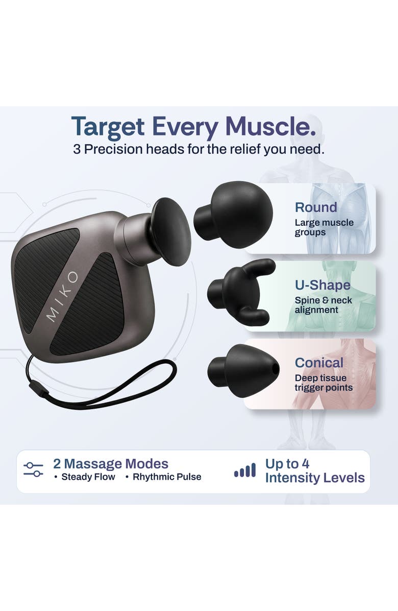MIKO Pulse Go Pocket Massage Gun for Targeted Muscle Relief, Alternate, color, Black