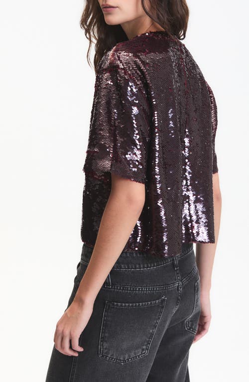 Deluc Logan Sequin Top In Burgundy