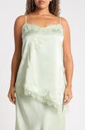 Renee C Asymmetric Satin Lace Top