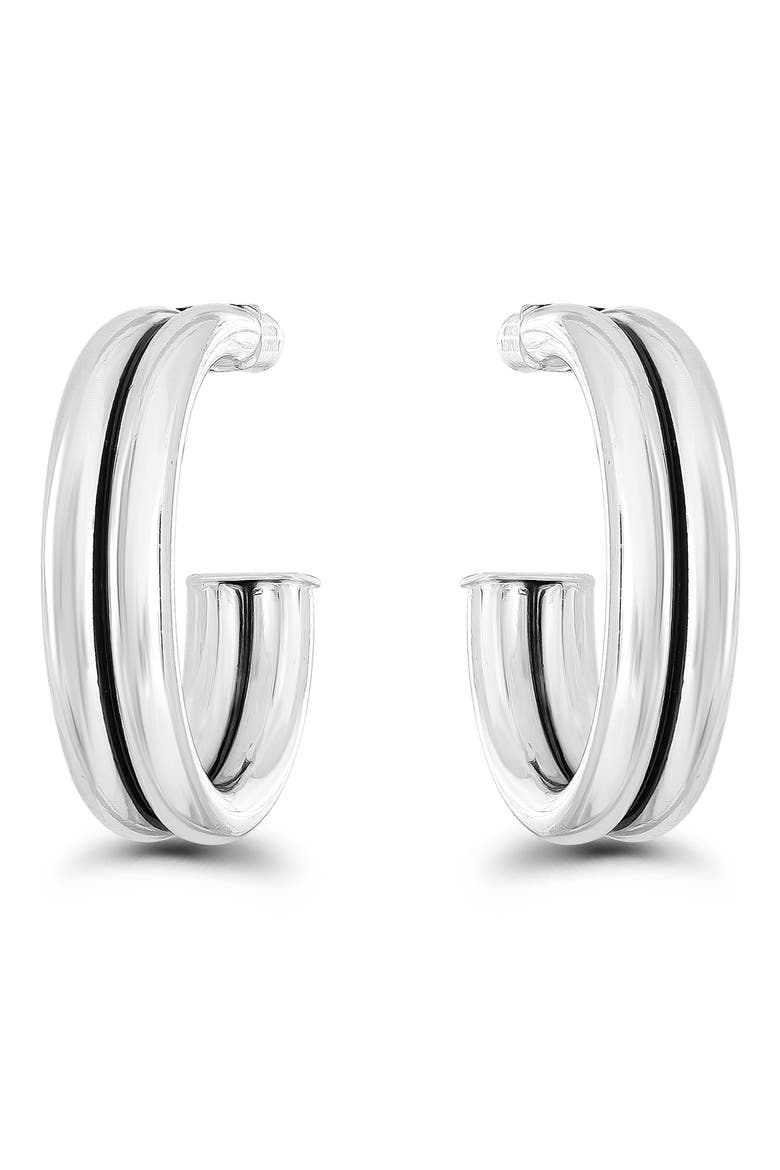 Double Tubing 20mm Hoop Earrings, Main, color, SILVER