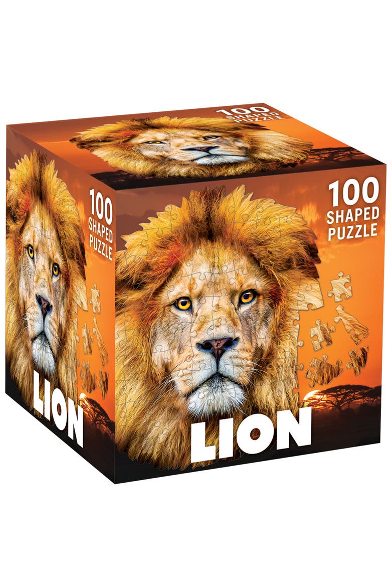 Lion 100 Piece Shaped Jigsaw Puzzle, Main, color, Multicolor