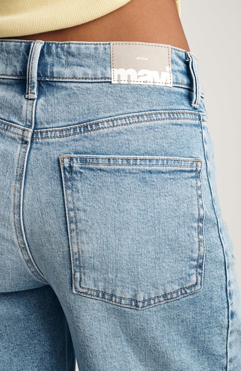Mavi Jeans Nica Raw Hem Long Denim Barrel Shorts, Alternate, color, 