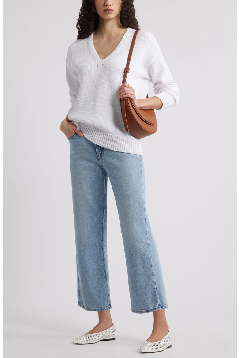 Chunky Cotton Blend Sweater, Alternate, color, WHITE