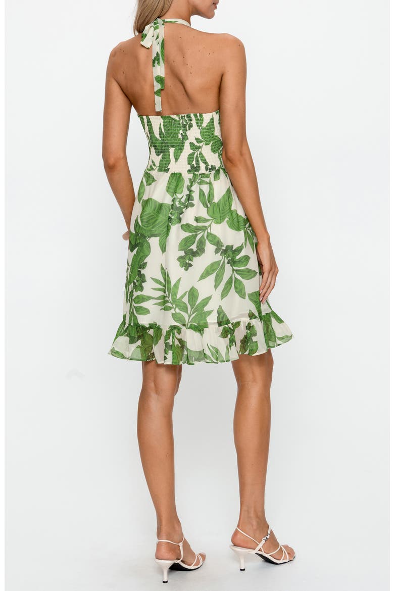 Beaded Halter Neck Dress, Alternate, color, DARK GREEN