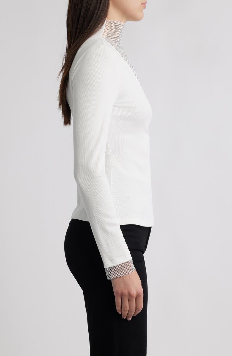 NIKKI LUND Gillian Rhinestone Rib Top, Alternate, color, White