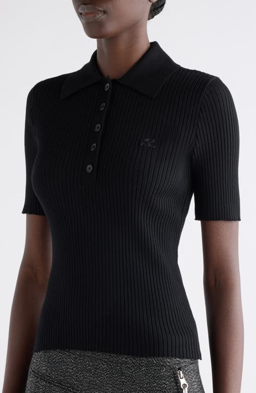 Courrèges Signature Rib Polo Sweater In Black