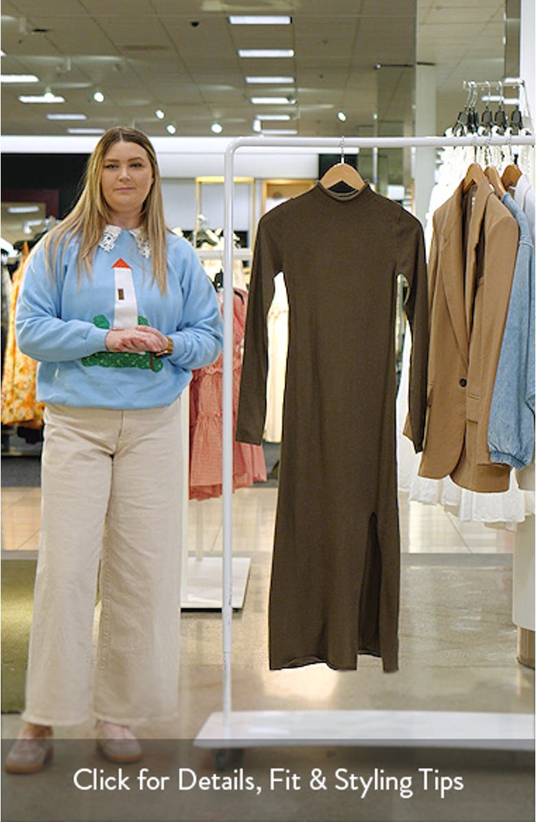 Mock Neck Long Sleeve Sweater Midi Dress, sales video thumbnail