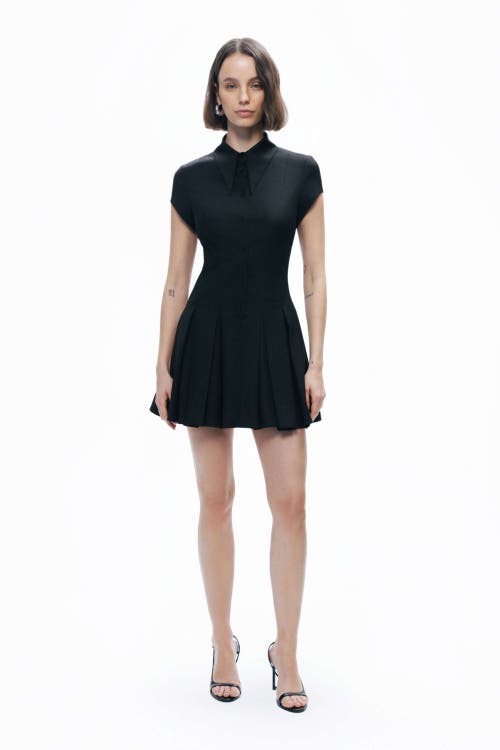 Nocturne Pleated Mini Dress In Black