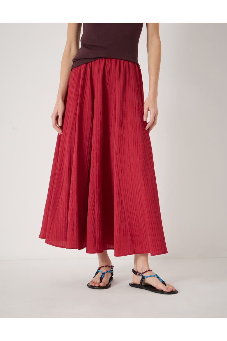 Mavi Godet Crinkle Midi Skirt, Main, color, Ruby Red