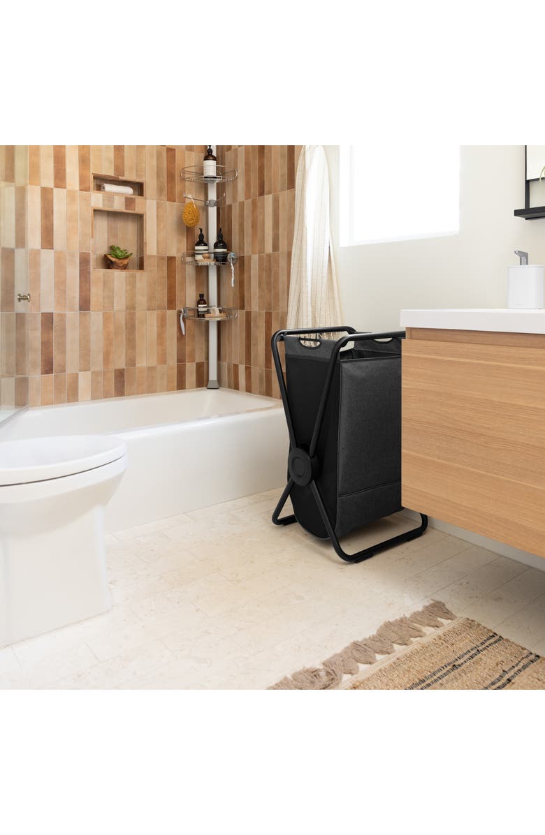 simplehuman single x-frame laundry hamper with heavy-gauge steel frame, Alternate, color, Matte Black