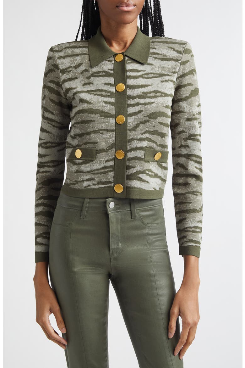 Osiris Jacquard Knit Cardi, Main, color, STONE GREY WILD CAT