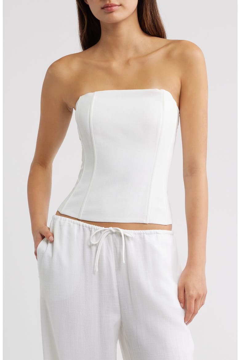 Marissa Strapless Corset Top, Main, color, WHITE