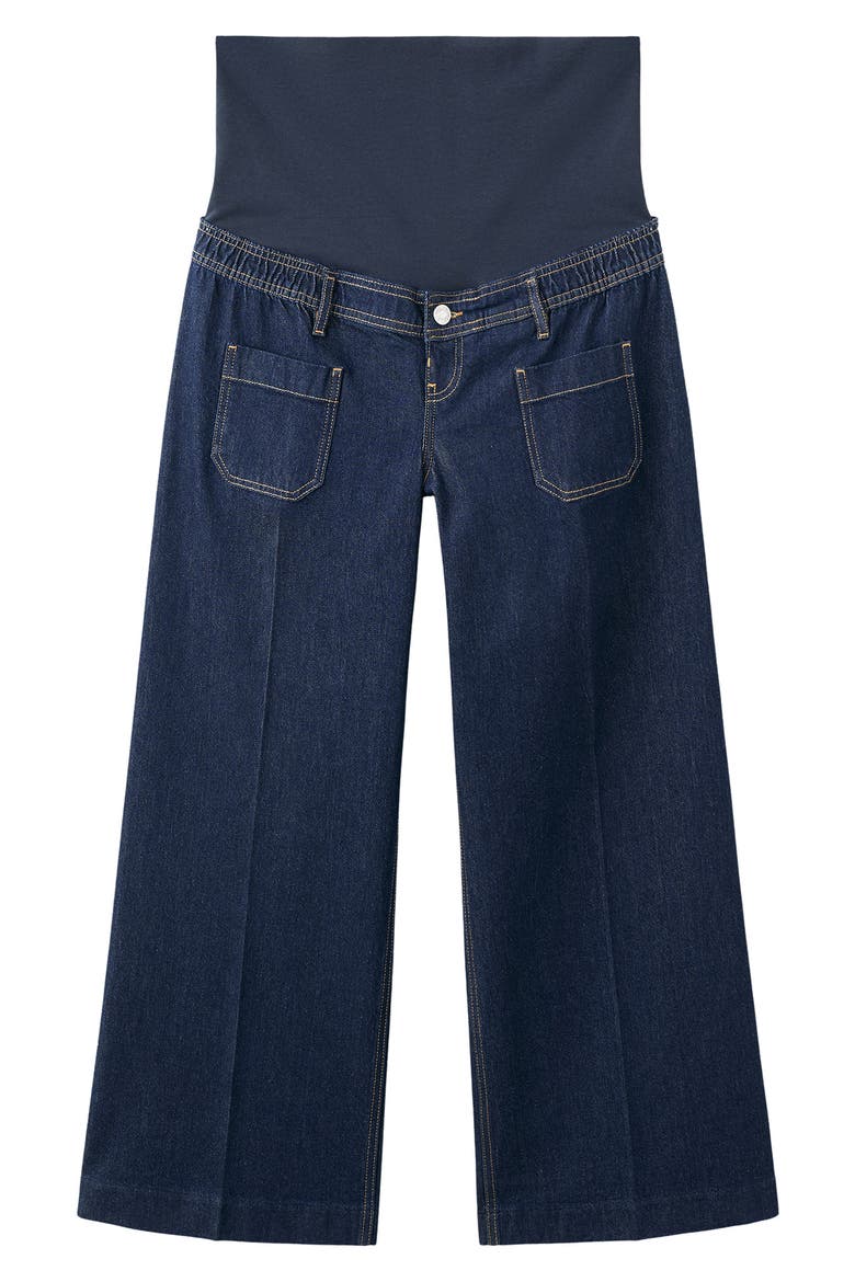 Over the Bump Patch Pocket Wide Leg Maternity Jeans, Alternate, color, OPEN BLUE