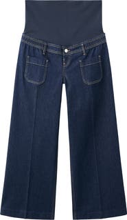 MANGO Over the Bump Patch Pocket Wide Leg Maternity Jeans