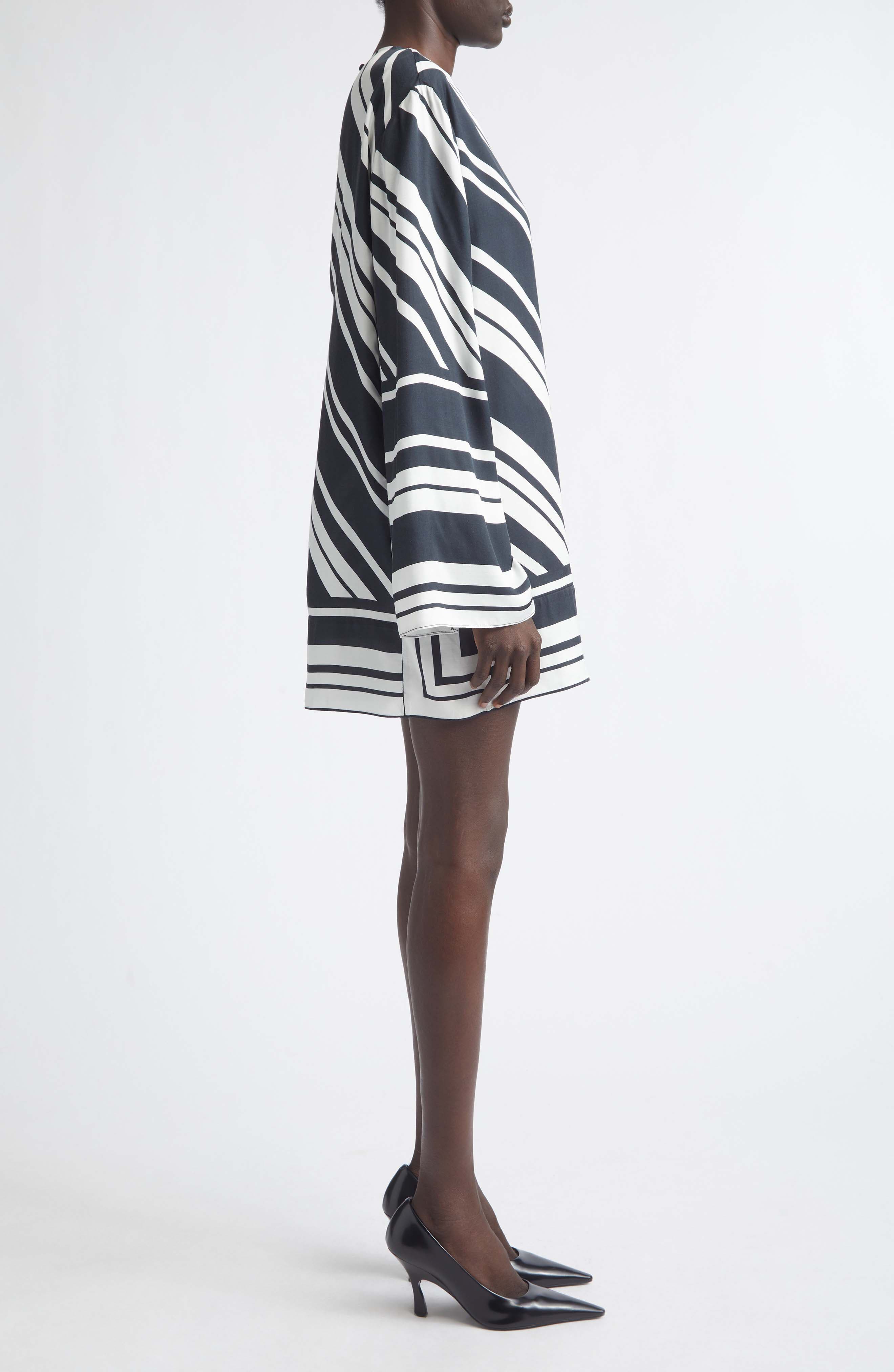 Brandon Maxwell The Leni Striped Long Sleeve Minidress (Women) | Nordstrom