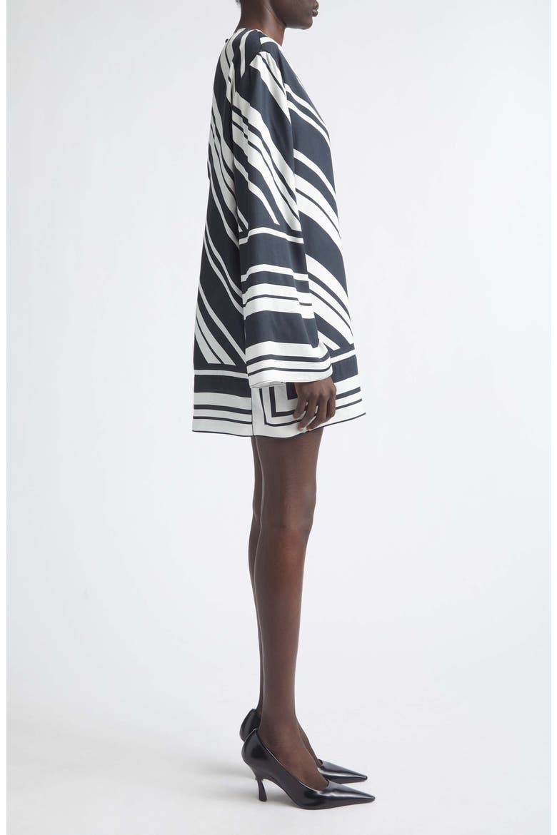 The Leni Striped Long Sleeve Minidress, Alternate, color, BLACK/ WHITE STRIPE