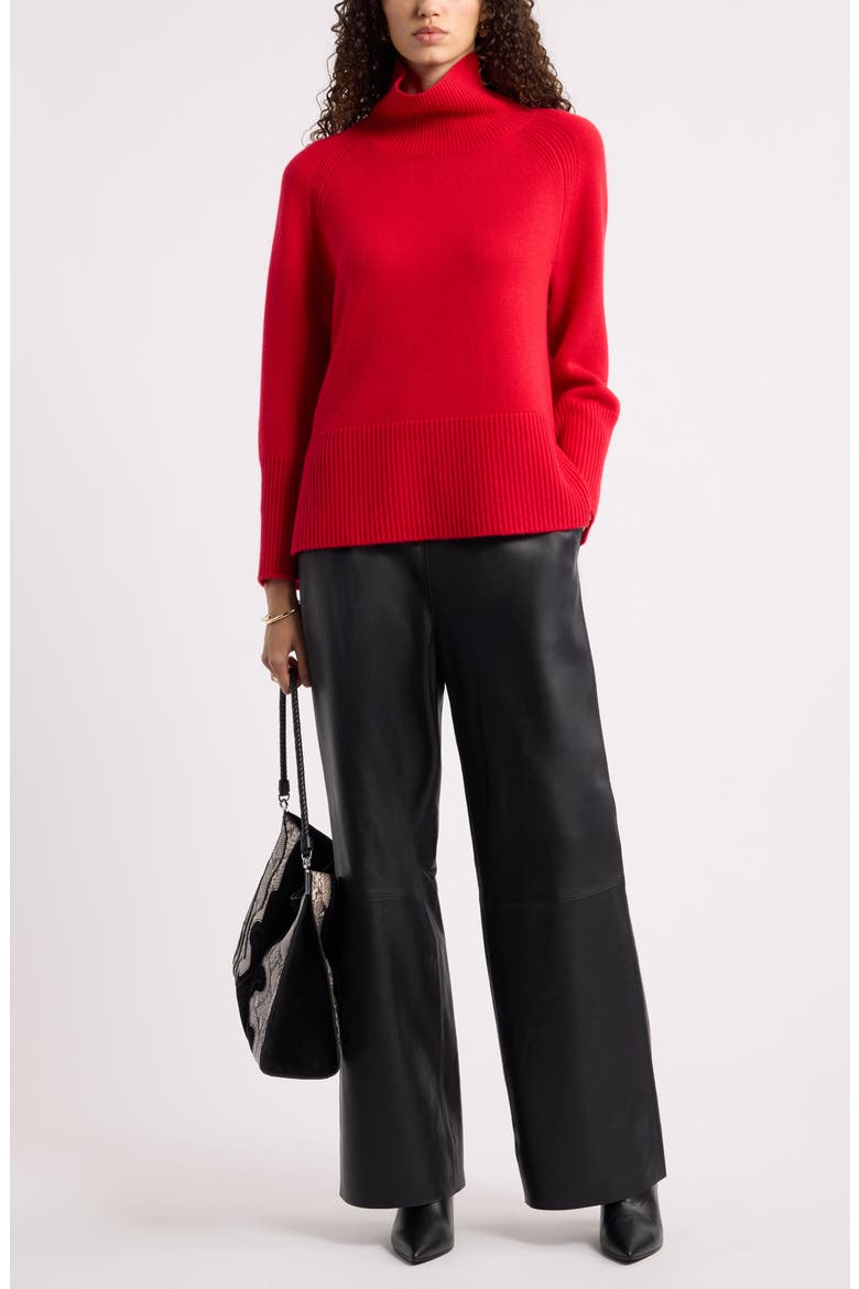 Wool & Cashmere Raglan Turtleneck Sweater, Alternate, color, RED CELEBRATION