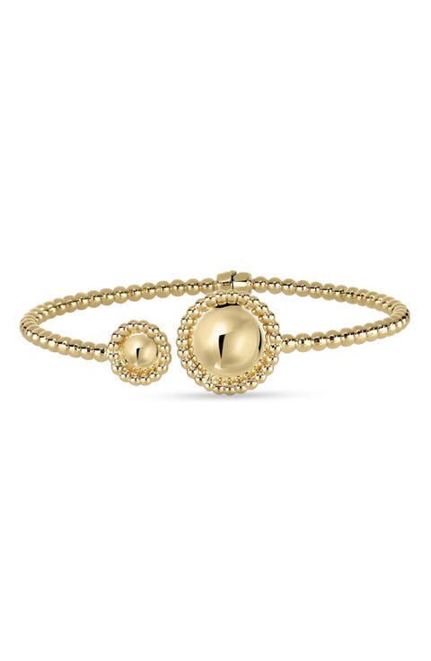 14K Gold Double Disc Cuff Bracelet