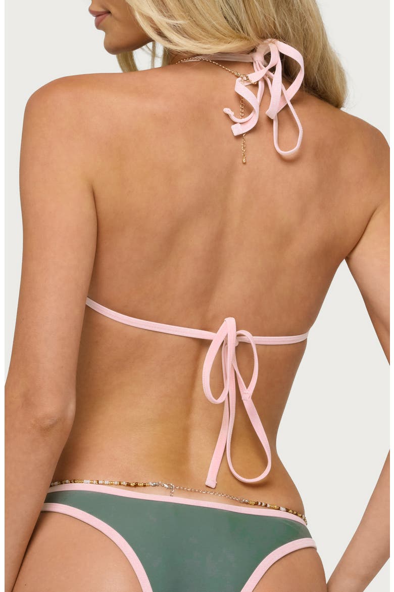 Dina Contrast Triangle Bikini Top, Alternate, color, OLIVE