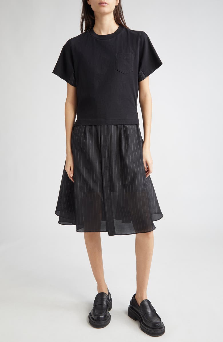 Sacai Stripe Organza & Jersey, Main, color, 