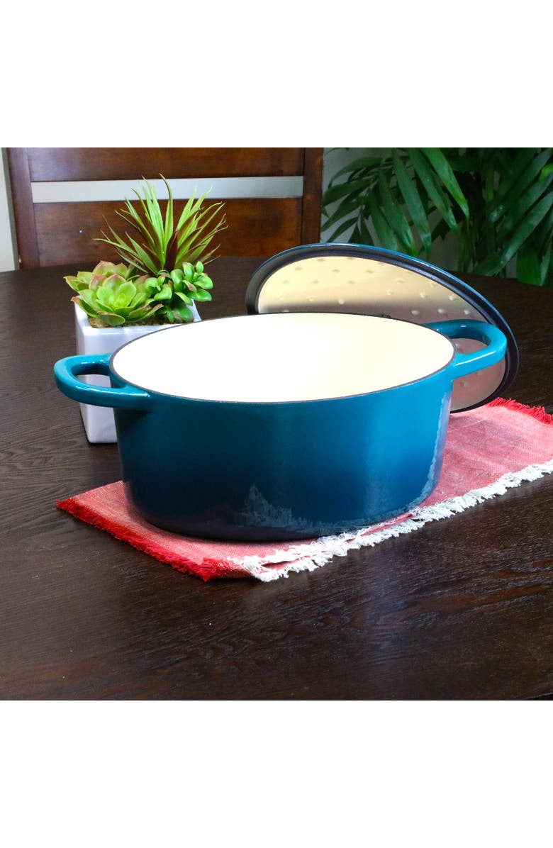 Crock-pot 7 Quart Enameled Cast Iron Oval Dutch Oven, Alternate, color, Blue
